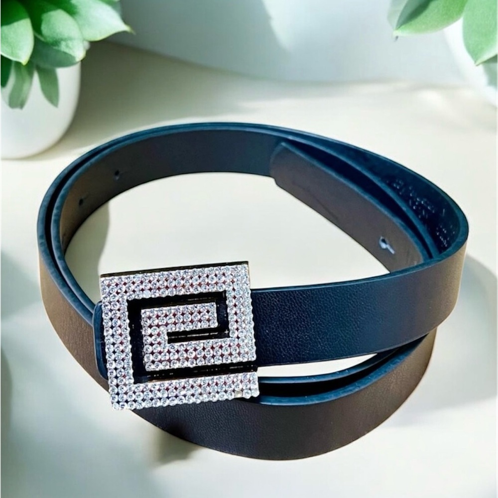 Black Belt with rhinestone Buckle